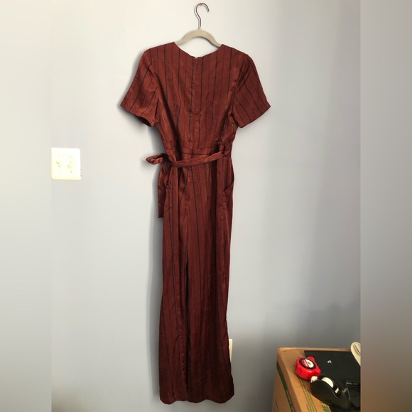 Anthropologie J.O.A. Burgundy Striped Jumpsuit - Picture 8 of 11